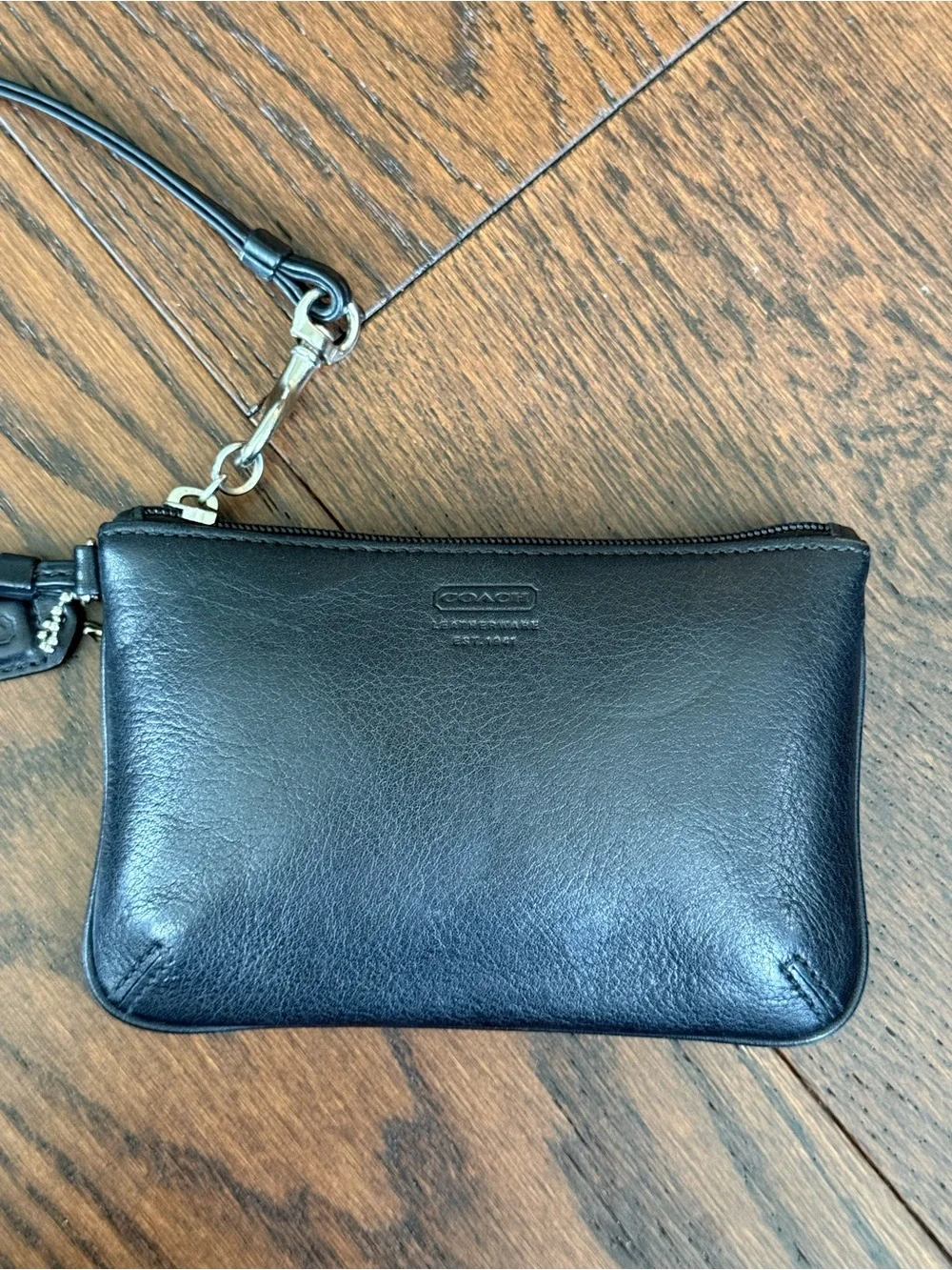 Coach Y2K 2000s Black Leather Wristlet